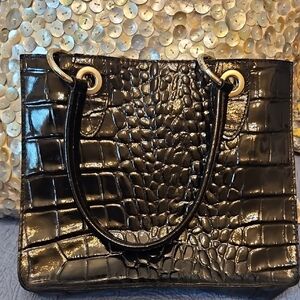 MELE Chic Black Crocodile-Embossed HANDBAG EXQUISITE